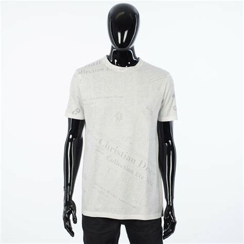 t-shirt with dior and daniel arsham newspaper print|White Cotton Jersey T.